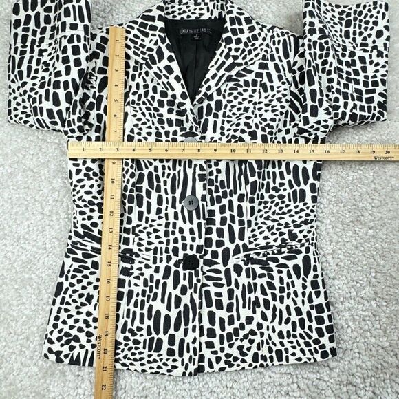 Lafayette 148 New York Black White Pebbled Print Blazer - Picture 6 of 8
